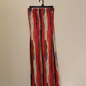 Colorful Striped strapless dress